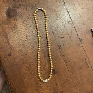 Champagne Faux Pearl necklace and earrings with Rhinestone accents